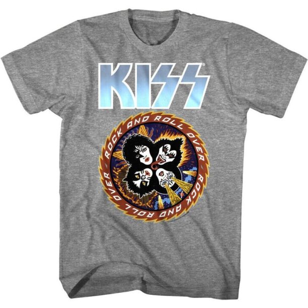 KISS BAND T-Shirt Rock n Roll Over Faces Art Graphic Tees