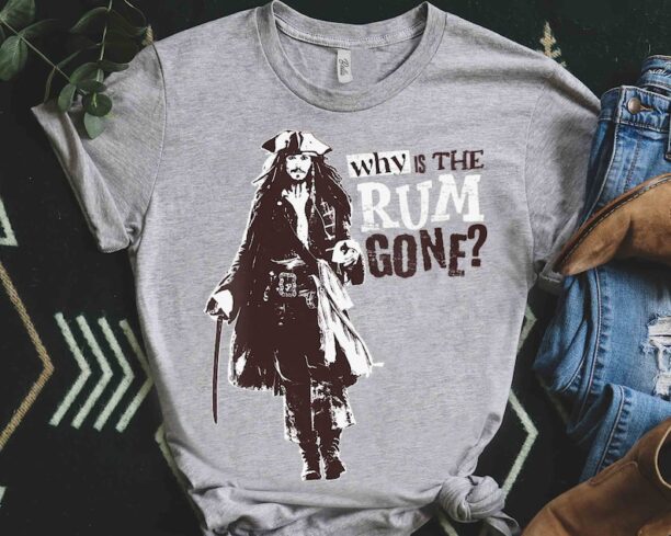 Disney Pirates of the Caribbean Captain Jack Why Is The Rum Gone Retro Shirt