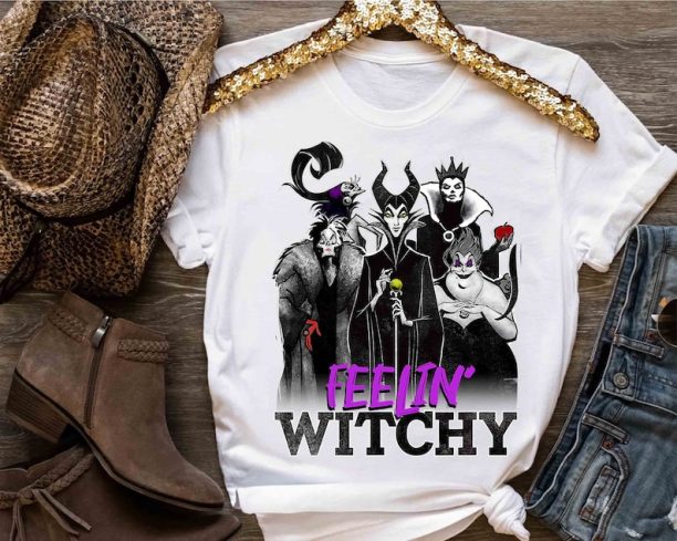 Disney Villains Halloween Feelin' Witchy Group Shot Shirt, Mickey's Not So Scary Party Tee