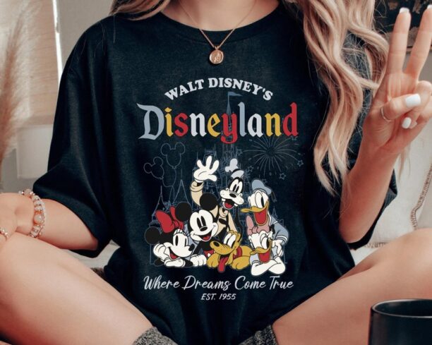 Retro Disneyland Est 1955 Where Dreams Come True Shirt, Mickey And Friends Walt Disney T-shirt, Magic Kingdom Park