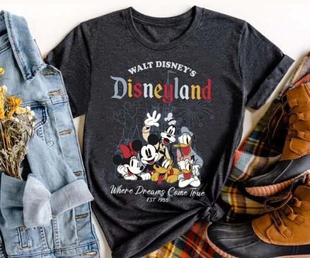 Retro Disneyland Est 1955 Where Dreams Come True Shirt, Mickey And Friends Walt Disney T-shirt, Magic Kingdom Park