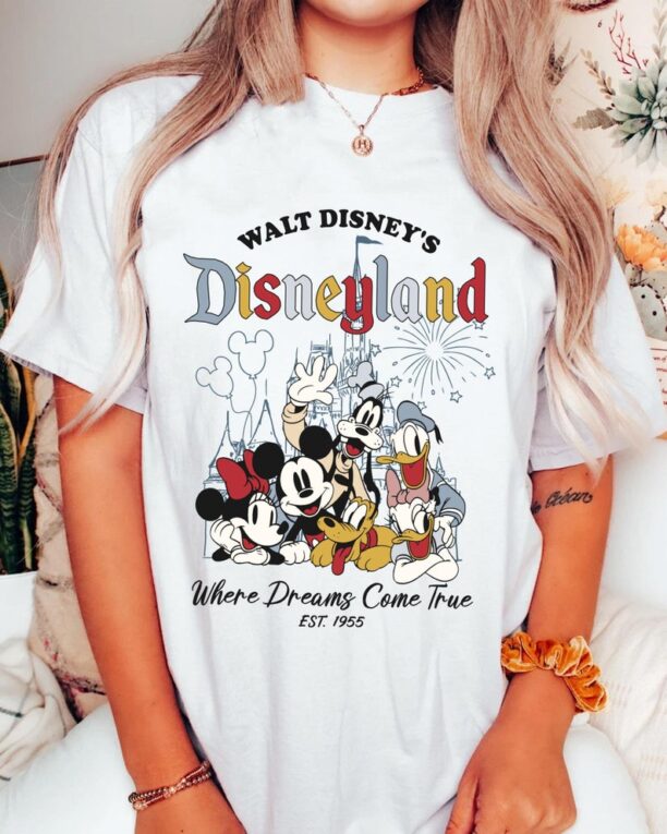 Retro Disneyland Est 1955 Where Dreams Come True Shirt, Mickey And Friends Walt Disney T-shirt, Magic Kingdom Park