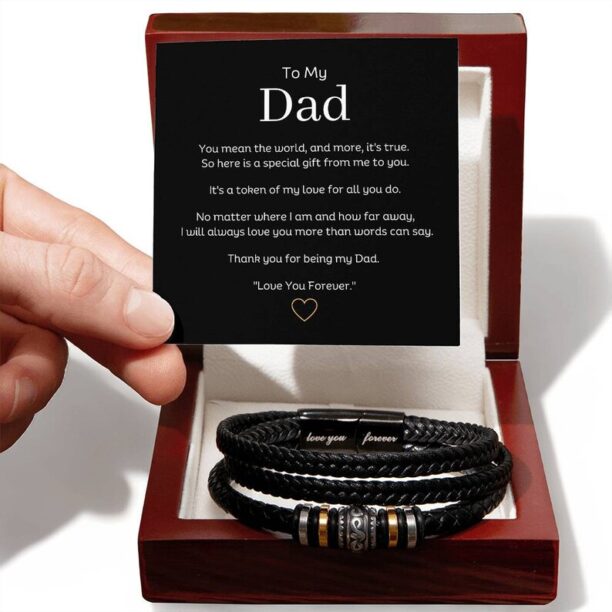 To My Dad Bead Leather Bracelet Ideal Dad Christmas Gift, Dad Birthday Gift, Personalised Gift