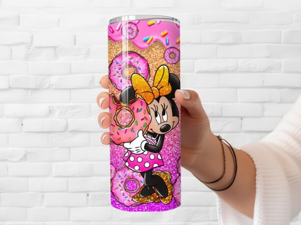 Minnie Mouse Themed Tumbler - Insulated Stainless Steel 20 oz. Skinny Tumbler with Lid and Straw