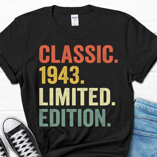 Classic 1943 T-Shirt, 80 Birthday Gifts, 80th Birthday Shirt for Men, 80 Years Old Tee for Him