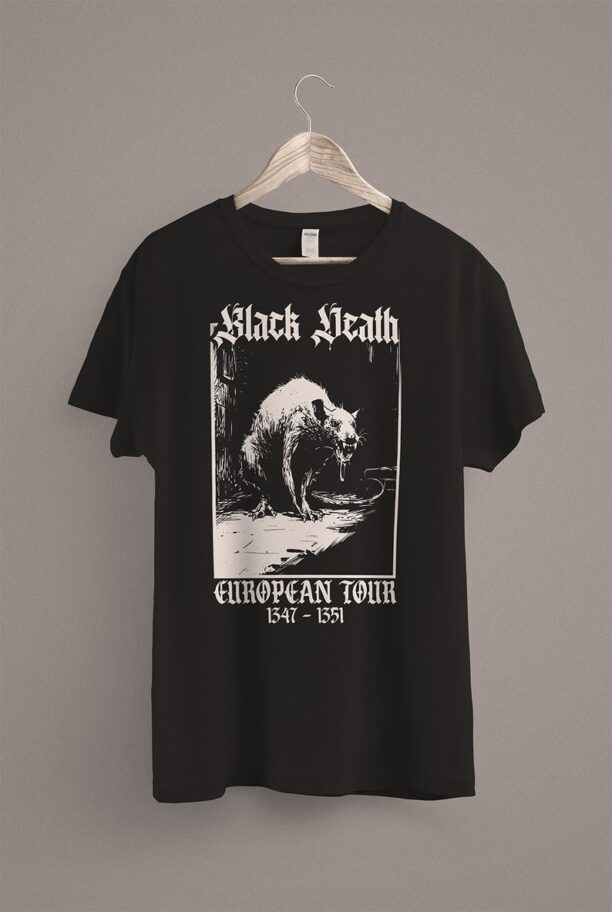 Black Death T-Shirt | Medieval Rat Shirt | Gothic Grunge Clothing | Horror Goth Aesthetic | History Shirt