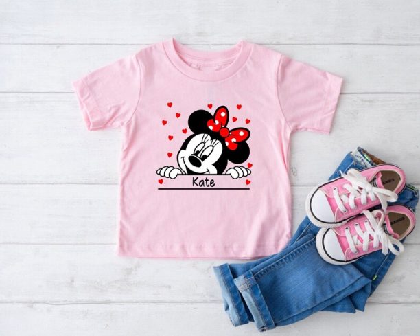 Custom Name Minnie Mouse Tshirt, Kids Disneyworld Shirt, Disney Shirt Girls, Custom Disney Shirts, Personalized Shirt