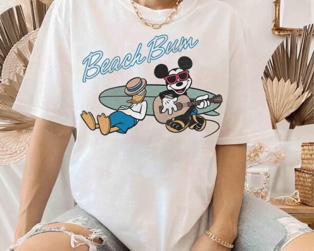 Funny Mickey Mouse And Donald Duck Beach Bum Surf Shirt, Disney Mickey And Friends Tee