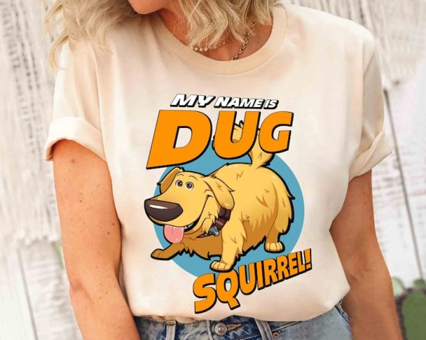 Cute My Name Is Dug Squirrel T-shirt, Disney Pixar Up Carl Russell Kevin Tee