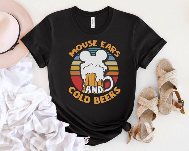 Mouse Ears And Cold Beers Tee, Disney Beer Shirt, Drunk Mickey Shirt, Disney Travel Shirt, Mickey Beer Shirt