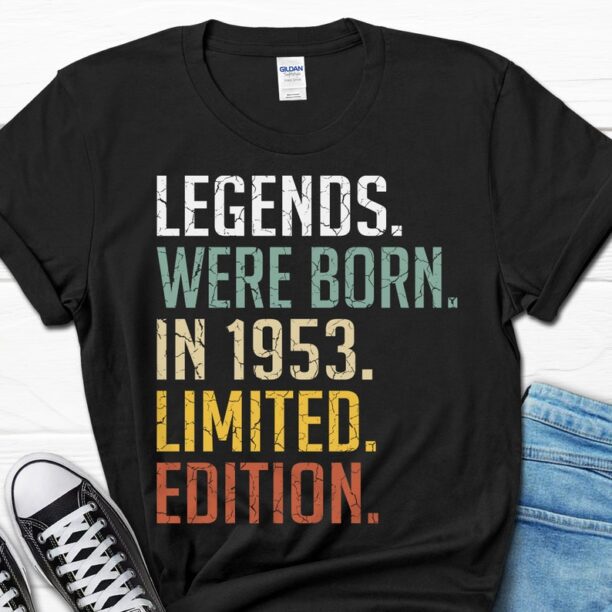 Legends Were Born In 1953, 70th Birthday T-Shirt For Him, Turning 70 Shirt, Gift From Wife, 70 Bday Men's Tee