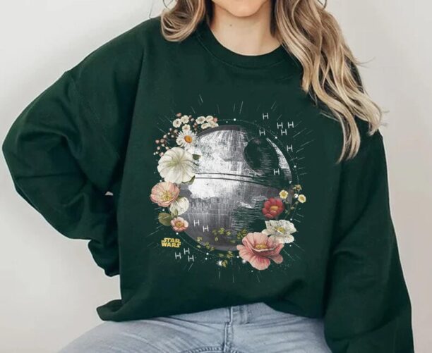 Retro Death Star Floral Flower Shirt, Vintage Disney Star Wars T-shirt, Star Wars Fan Gift,Hollywood Studio