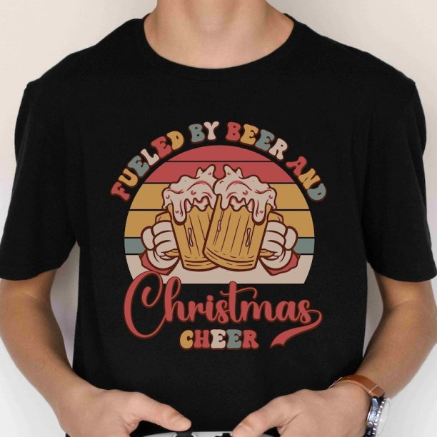 Fueled by Beer and Christmas Cheer Shirt | Mens Christmas Shirt | Christmas Beer Drinking Shirt | Beer Lover Shirt