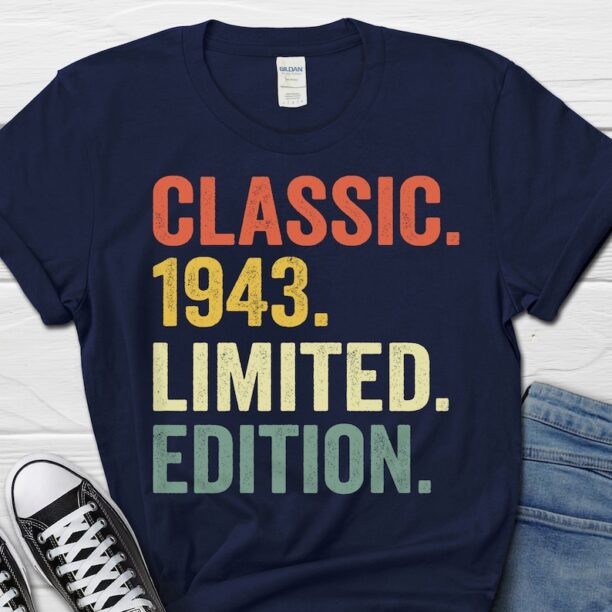 Classic 1943 T-Shirt, 80 Birthday Gifts, 80th Birthday Shirt for Men, 80 Years Old Tee for Him