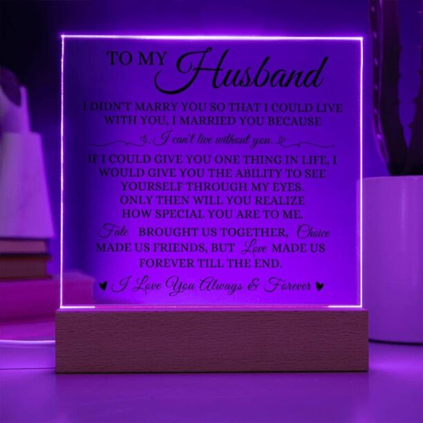 To My Husband "I Can't Live Without You" Acrylic Plaque, Meaningful Gift for Husband, Gift from Wife