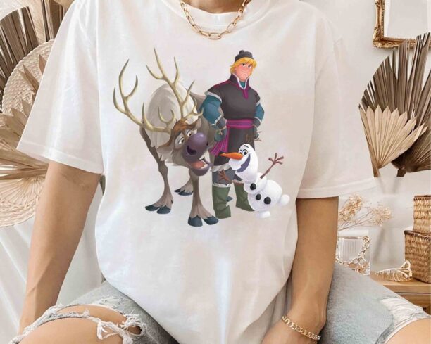 Disney Frozen Characters Kristoff Olaf Sven T-Shirt, Elsa Anna Hans Tee