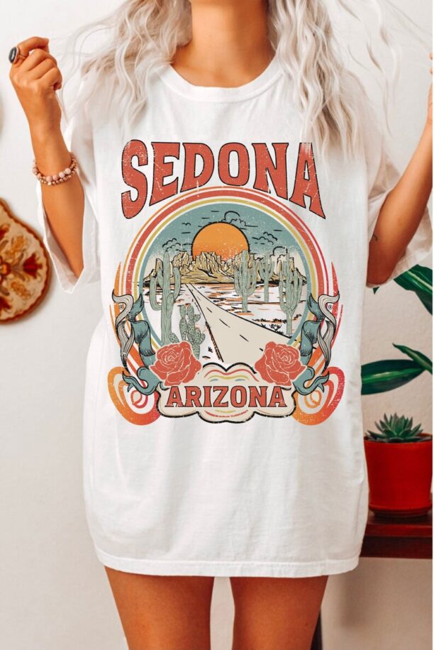 Sedona Arizona Tee Comfort Colors® Vintage Western Desert Highway Boho Hippie Clothes Psychedelic Festival Sedona AZ