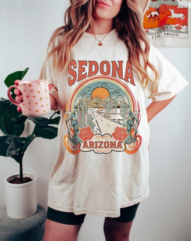 Sedona Arizona Tee Comfort Colors® Vintage Western Desert Highway Boho Hippie Clothes Psychedelic Festival Sedona AZ