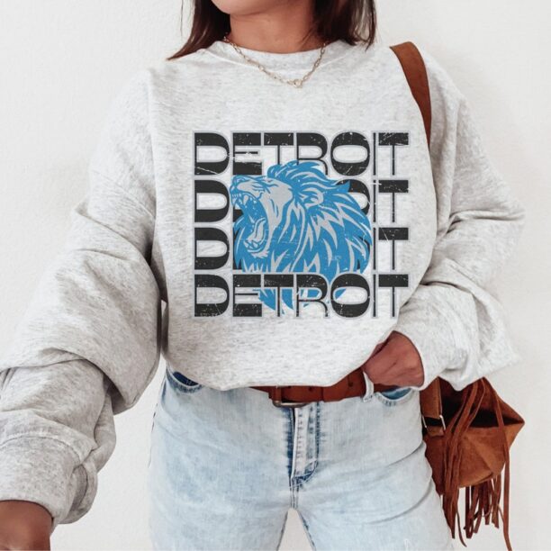 Vintage Detroit Football Sweatshirt, Detroit Sweatshirt, Vintage Lions Fan Gift, 313 Crewneck