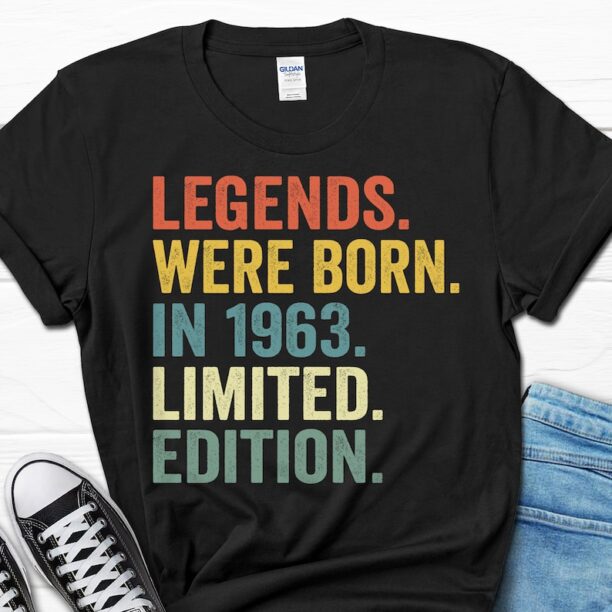 60th Birthday Shirt for Men, Legends Were Born In 1963, 60 Bday Men's Gift, Built In 1963 Tee For Him