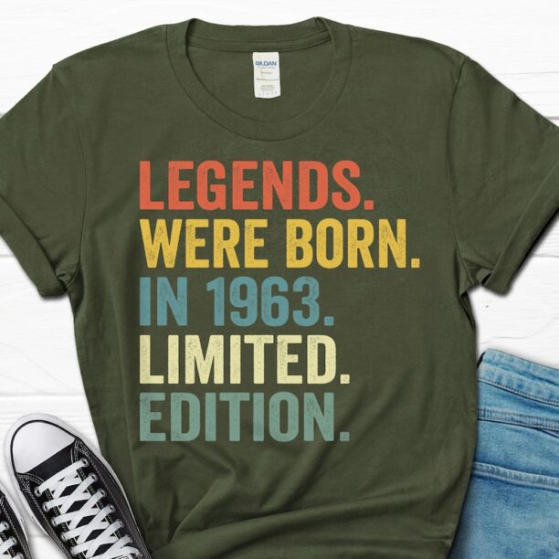 60th Birthday Shirt for Men, Legends Were Born In 1963, 60 Bday Men's Gift, Built In 1963 Tee For Him