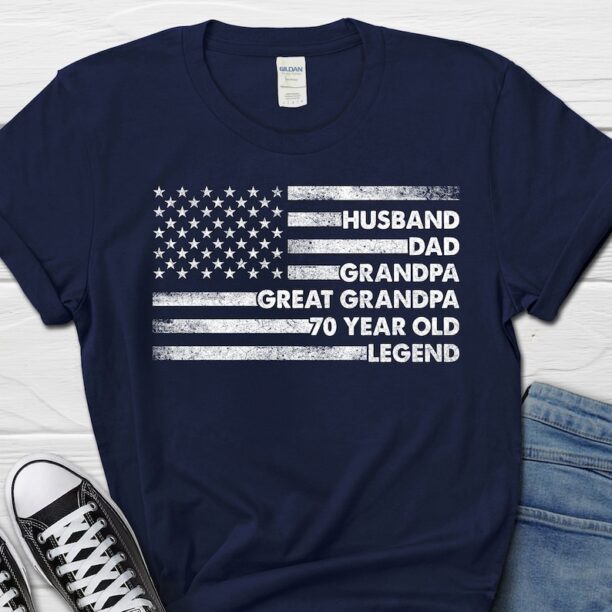 70th Birthday Party Shirt For Men, Husband Dad Grandpa Great Grandpa 70 Year Old Legend Gift For Him