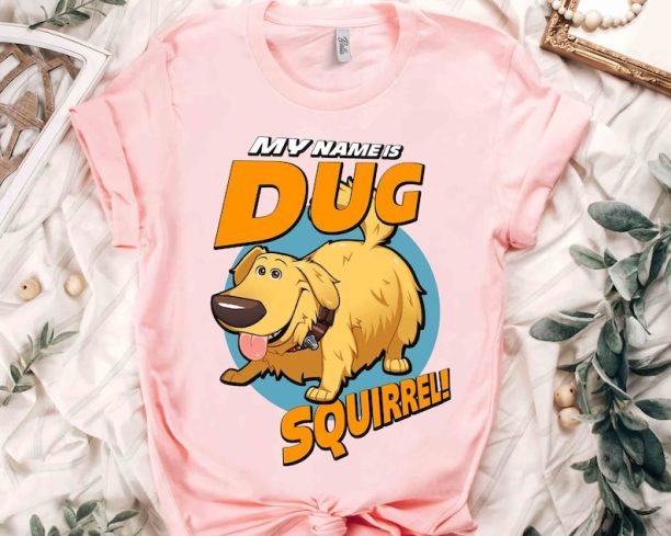 Cute My Name Is Dug Squirrel T-shirt, Disney Pixar Up Carl Russell Kevin Tee