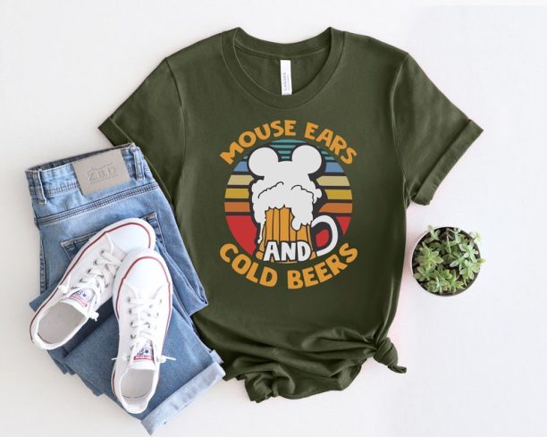 Mouse Ears And Cold Beers Tee, Disney Beer Shirt, Drunk Mickey Shirt, Disney Travel Shirt, Mickey Beer Shirt