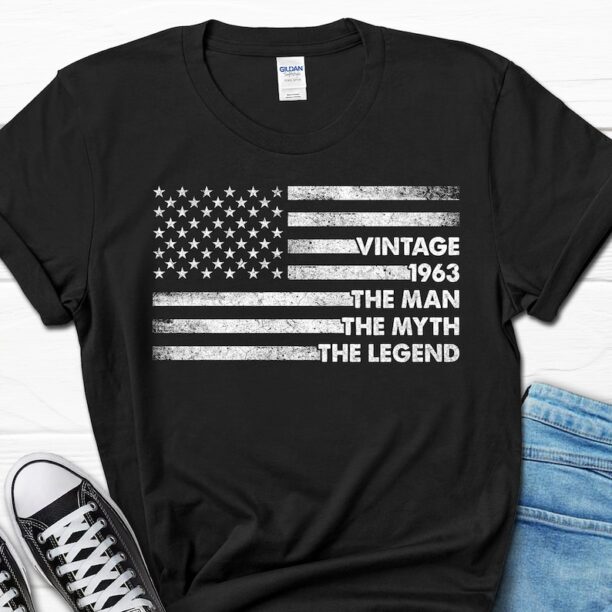 Vintage 1963 Husband Shirt, 60th Birthday Grandpa Gift, Born In 1963 Tee For Him, Turning 60 Shirt For Men