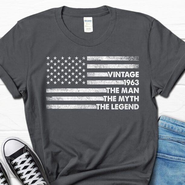 Vintage 1963 Husband Shirt, 60th Birthday Grandpa Gift, Born In 1963 Tee For Him, Turning 60 Shirt For Men