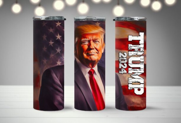 Trump 2024 Tumbler, 20 oz Tumbler 3D Inflated, Political Tumbler, Republican Tumbler, American Flag Tumbler
