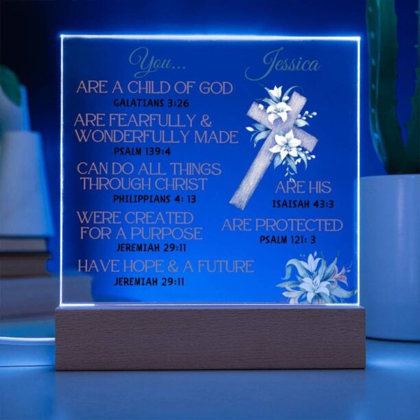 Christian Affirmations Personalized Acrylic Plaque, Child of God, Bible Verses, Confirmation Gift, First Communion