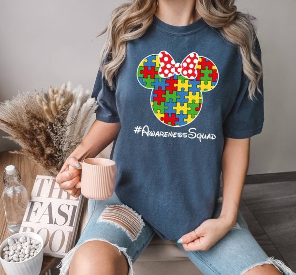 Awareness Squad Shirt, Minnie Mouse T-shirt, Autism Awareness Tee, Comfort Colors Shirt, Gift For Autism, Disney T-shirt