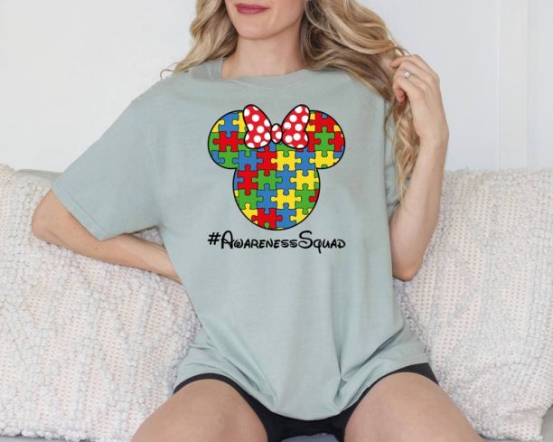 Awareness Squad Shirt, Minnie Mouse T-shirt, Autism Awareness Tee, Comfort Colors Shirt, Gift For Autism, Disney T-shirt