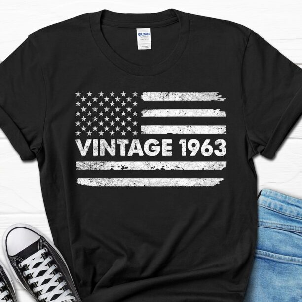 Vintage 1963 Men's Shirt, 60th Birthday Gift For Him, Born In 1963 T-Shirt For Men, 60 Year Old Husband Tee