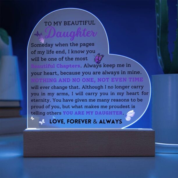 To My Beautiful Daughter | Keepsake Acrylic Plaque, Gift for Daughter from Mom Dad, Birthday Graduation Christmas Gift