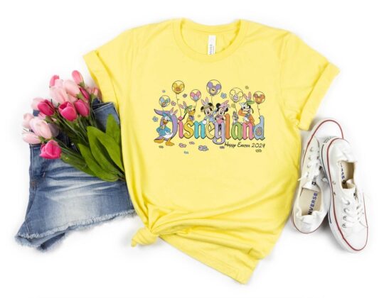 2024 happy easter disneyland vacation shirt, Mickey and friends Easter family shirt