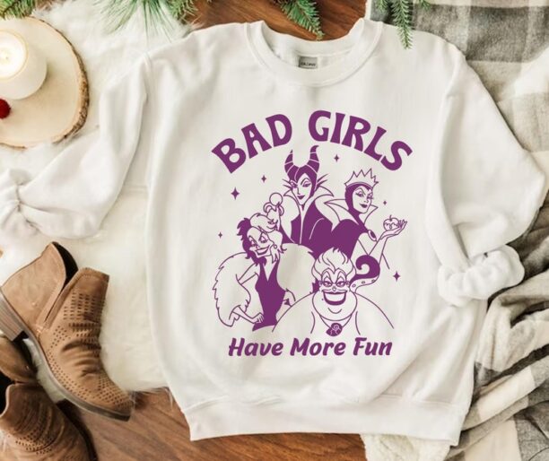 Disney Villains Bad Girls Have More Fun Shirt, Maleficent Evil Queen Ursula Cruella, Retro Cartoon Tee, Disney Gift