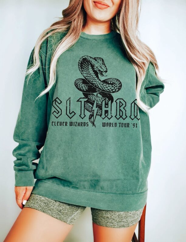 Green House Sweater Comfort Colors® Vintage Band Shirt Malfoy Sweatshirt Potter Slthrn Crewneck Bookish Merch Oversized