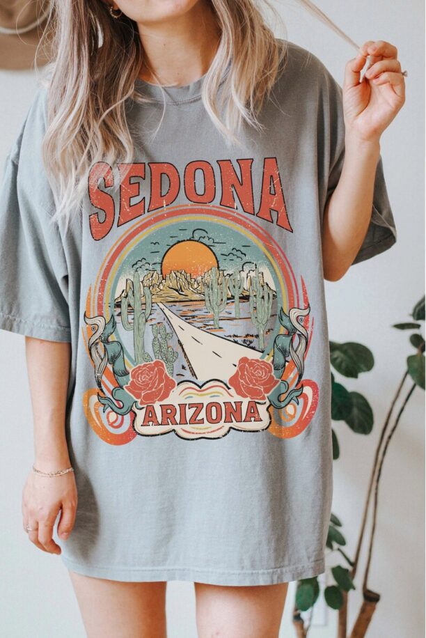 Sedona Arizona Tee Comfort Colors® Vintage Western Desert Highway Boho Hippie Clothes Psychedelic Festival Sedona AZ