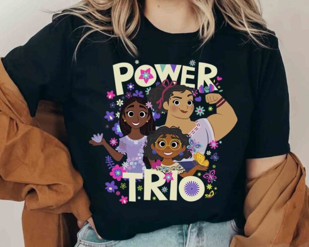 Encanto Group Shot Power Trio Poster T-Shirt, Disney Bruno Mirabel Luisa Matching Tee