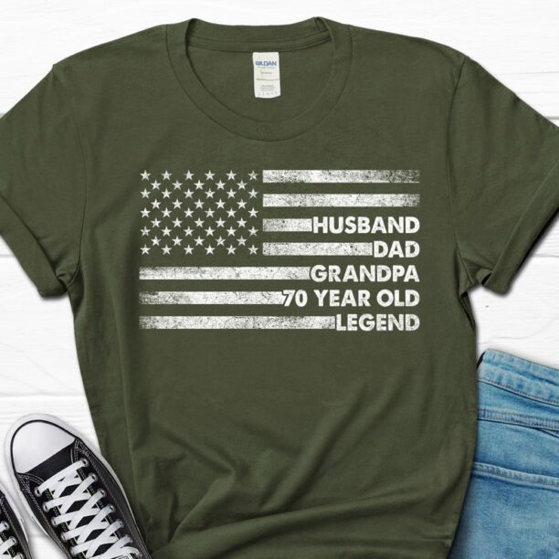 70th Birthday Gift For Him, Husband Dad Grandpa 70 Year Old Legend Men's Shirt, Husband 70th Birthday Dad Tee