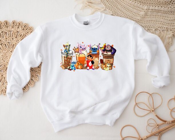 Halloween Stitch Fall Coffee Shirt, Disney Stitch Fall Latte Shirt Sweatshirt Hoodie , Cute Halloween Tee