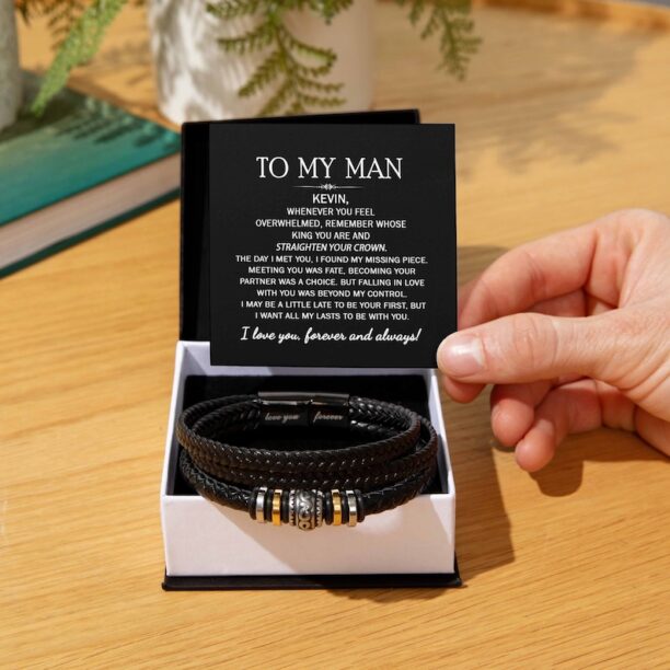 To My Man Leather Bracelet Gift, Husband Gift from Wife, Boyfriend Bracelet Gift from Girlfriend, Gift for Him Christmas