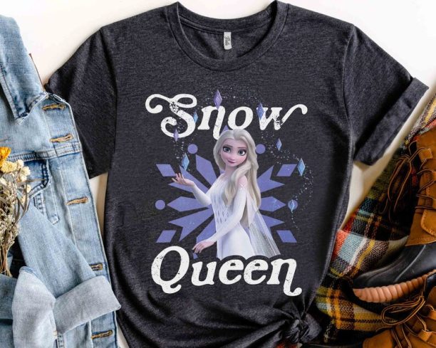 Frozen 2 Elsa Snow Queen Portrait T-Shirt, Disney Princess Anna Olaf Sven Kristoff Tee