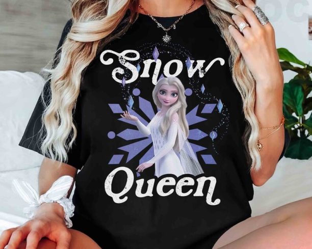 Frozen 2 Elsa Snow Queen Portrait T-Shirt, Disney Princess Anna Olaf Sven Kristoff Tee