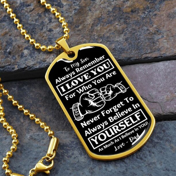 To My Son Dog Tag Necklace, DAD To Son Necklace, Personalized Necklace for Son, Son Birthday Gift