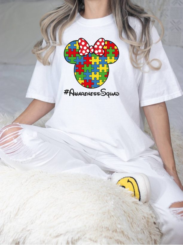 Awareness Squad Shirt, Minnie Mouse T-shirt, Autism Awareness Tee, Comfort Colors Shirt, Gift For Autism, Disney T-shirt