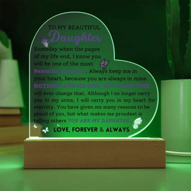 To My Beautiful Daughter | Keepsake Acrylic Plaque, Gift for Daughter from Mom Dad, Birthday Graduation Christmas Gift