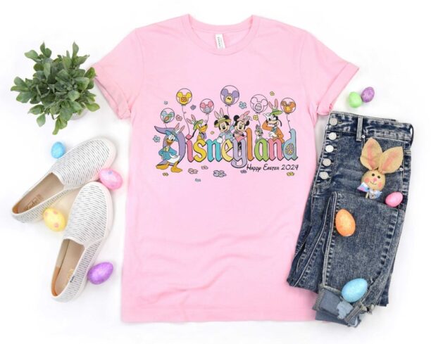 2024 happy easter disneyland vacation shirt, Mickey and friends Easter family shirt